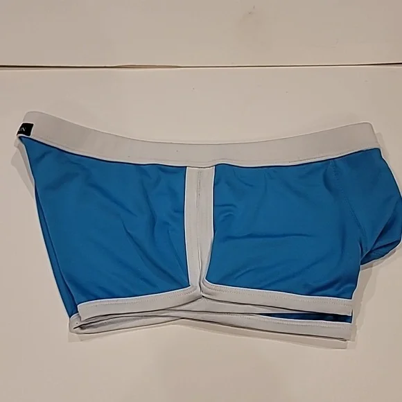 Whittall & Shon Microfiber Boxcut Swim Trunks Torquoise Small - Picture 6 of 7